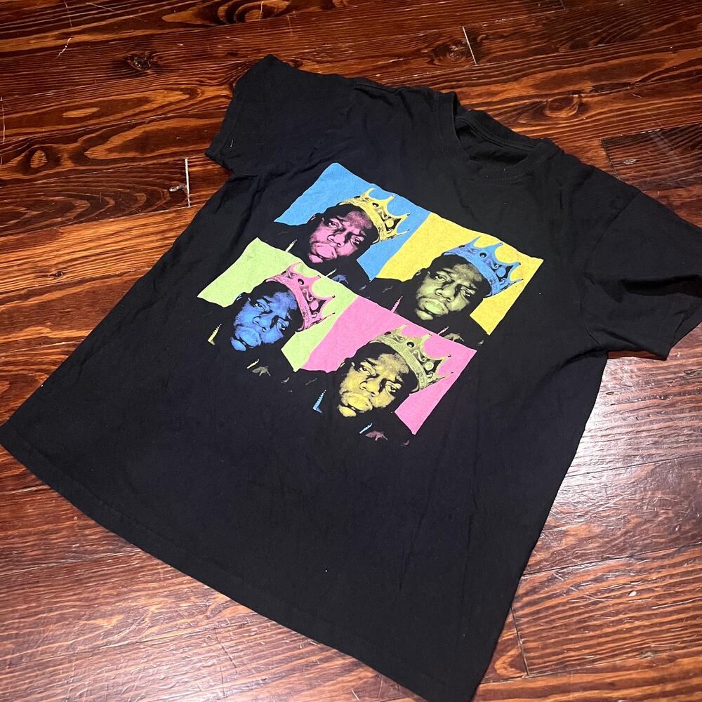 Mens M L Y2K Hip Hop Graphic T Shirt Black Pop Art Crown